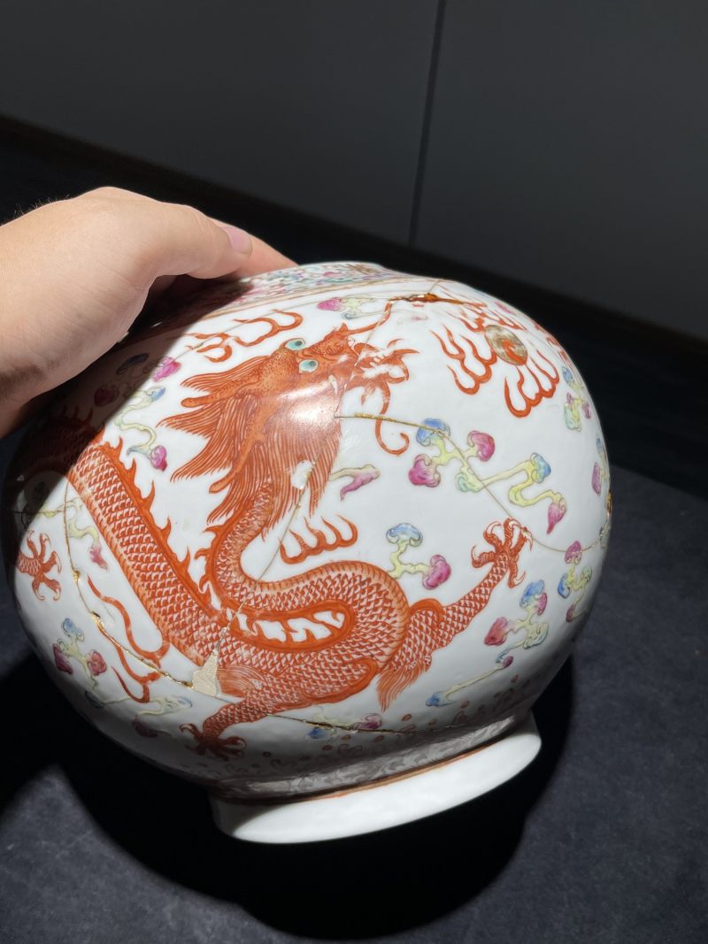 清光绪 粉彩龙纹赏瓶 - 图4