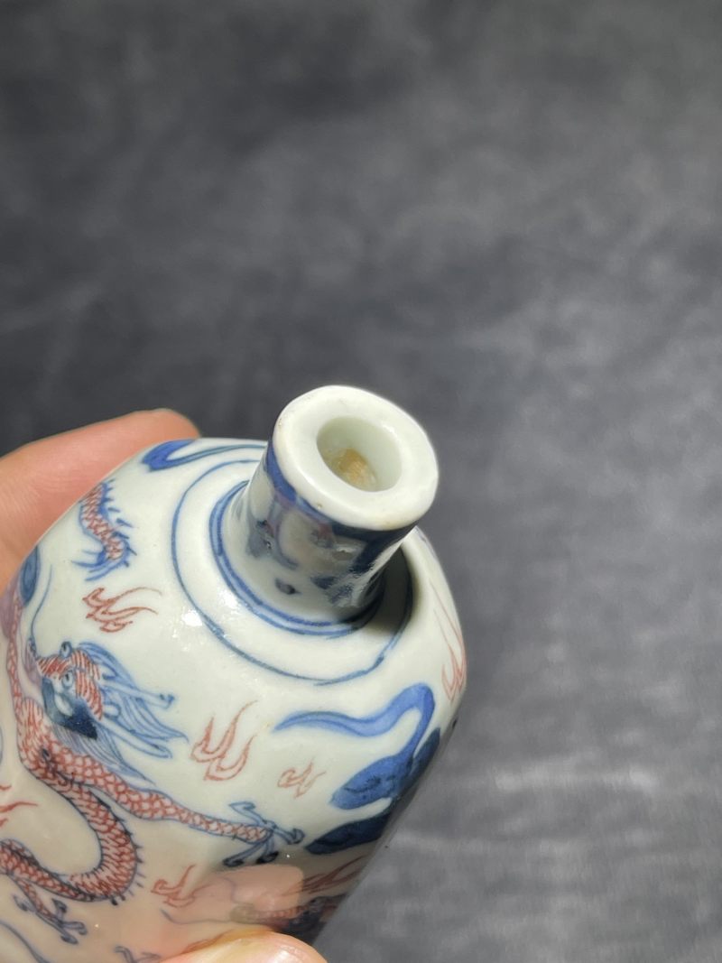 清中期 青花釉里红龙纹八方母壶 - 图8