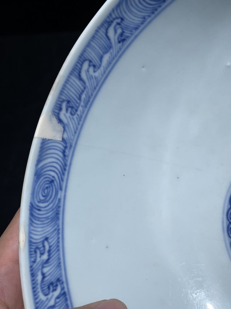 清雍正 青花莲托八宝纹大碗 - 图11