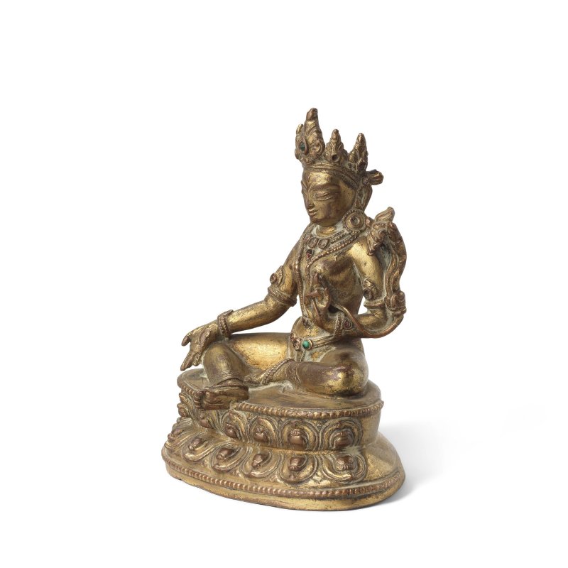西藏 十八/十九世紀 銅鎏金綠度母像 | A GILT BRONZE FIGURE OF GREEN TARA - 图3