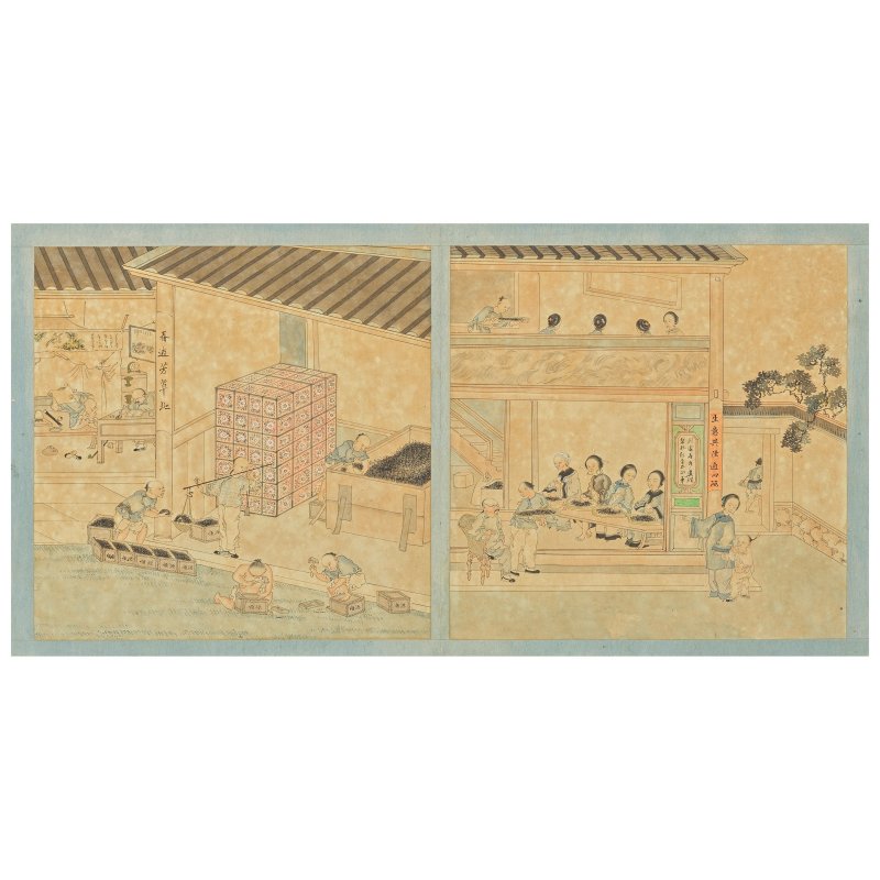 中國畫家 民國 製茶圖四幅 水粉紙本 鏡框 | CHINESE ARTIST (REPUBLIC PERIOD) - 图2