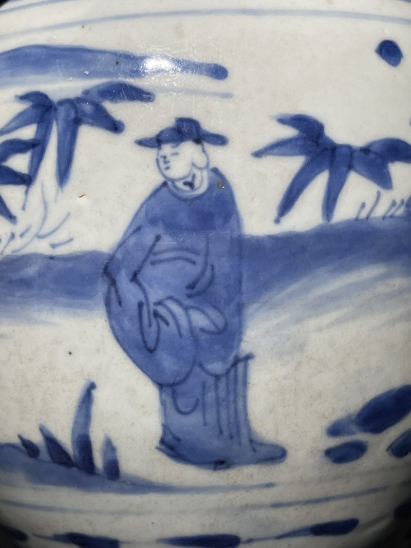 明万历 青花人物故事纹罐 - 图6