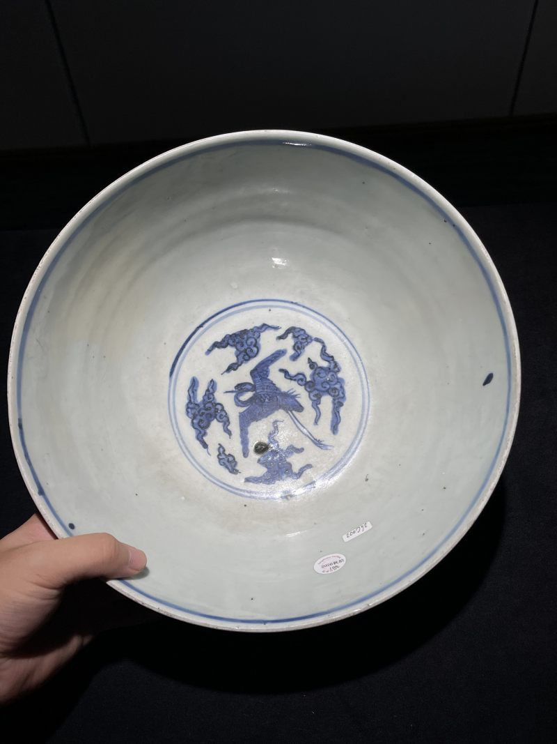 明嘉靖 青花团鹤纹大碗 - 图7