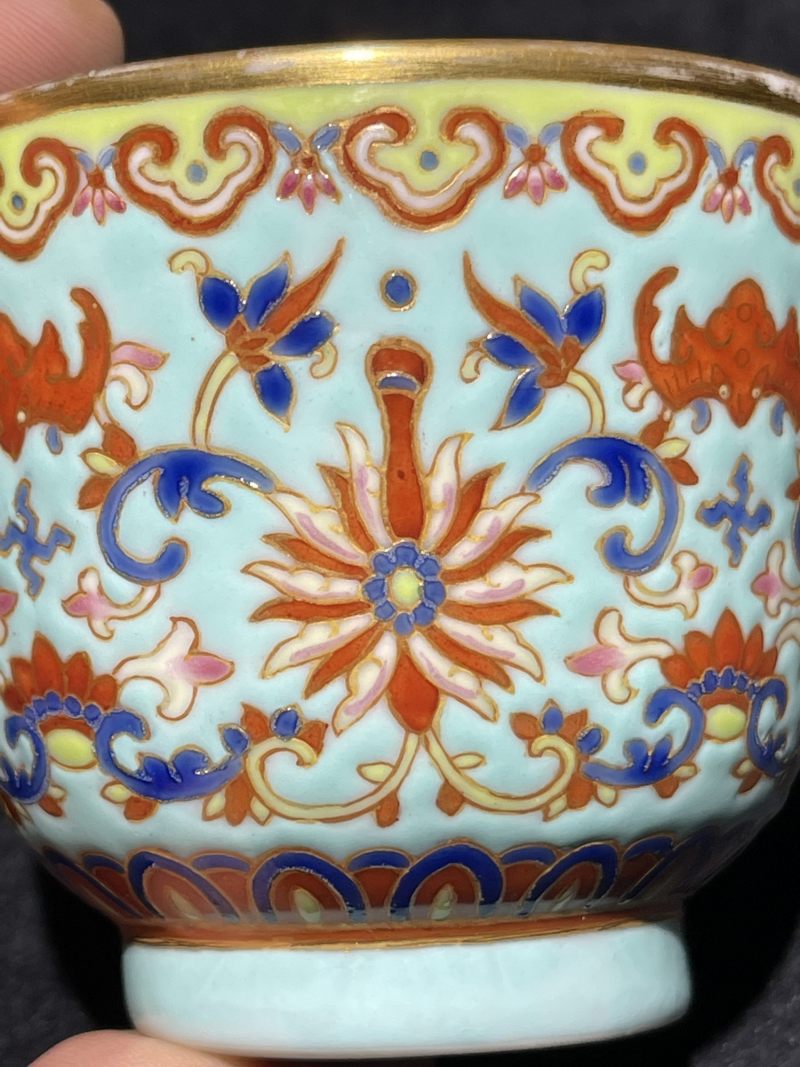 清光绪 仿景泰蓝福寿万代纹杯 - 图7