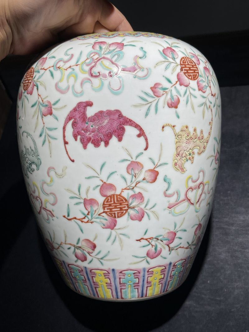 清光绪 粉彩福寿纹罐 - 图4