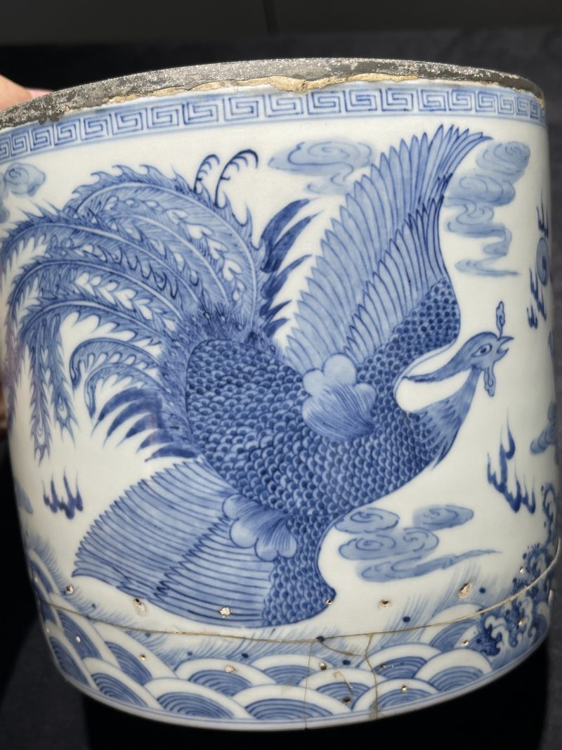 清早期 青花、青花釉里红笔筒一组2件 - 图14