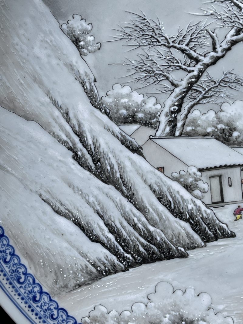 50年代 粉彩雪景图盘 - 图4
