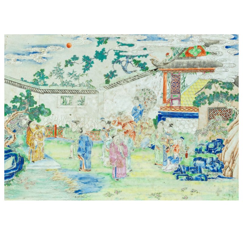 十八/十九世紀 粉彩人物故事圖大屏 | A LARGE FAMILLE ROSE FIGURAL PANEL - 图1