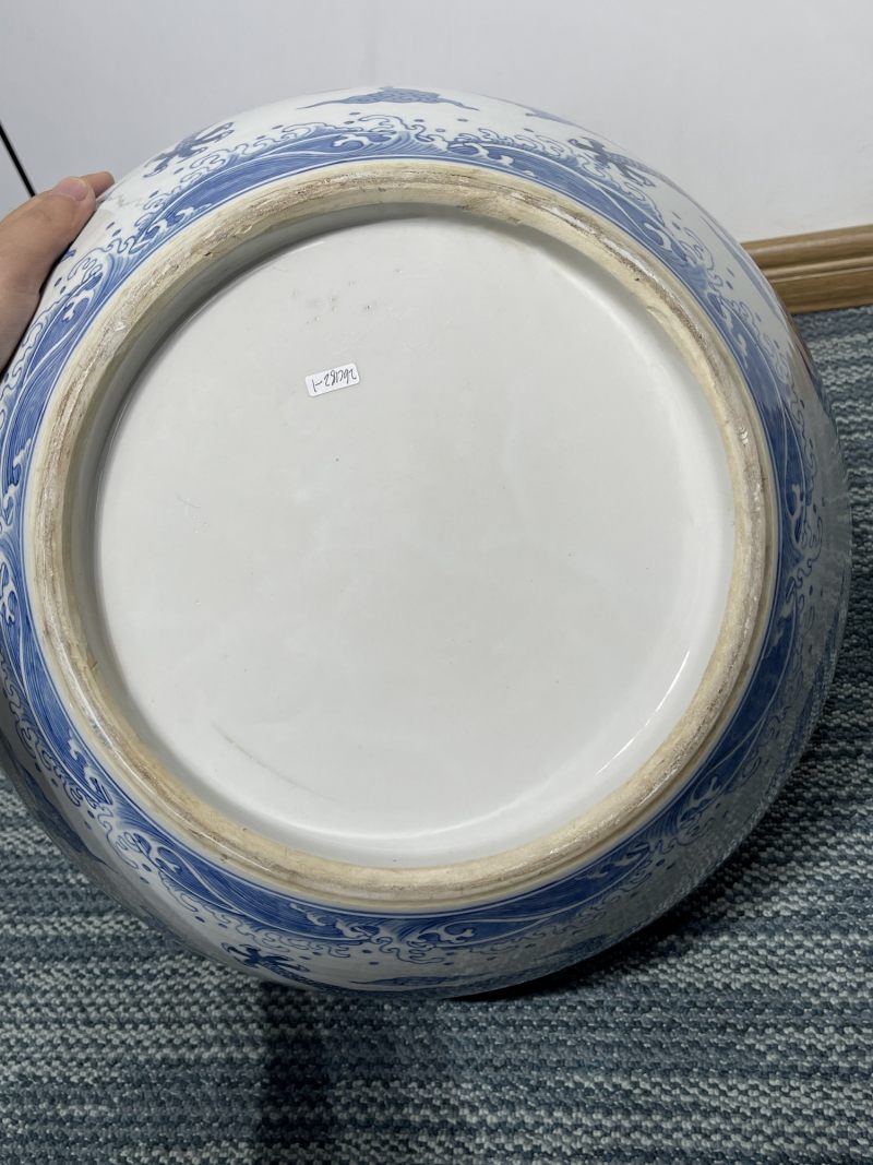 50年代 青花龙纹大卷缸一对 - 图9
