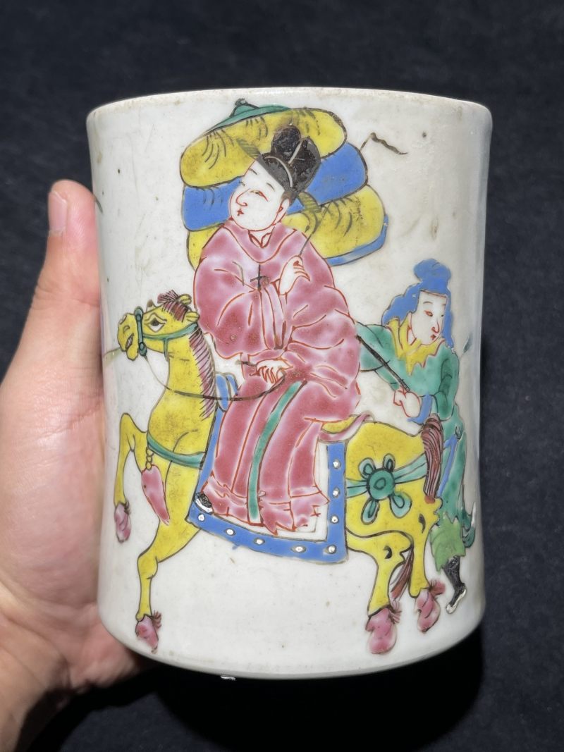清代 粉彩、青花笔筒一组4件 - 图9