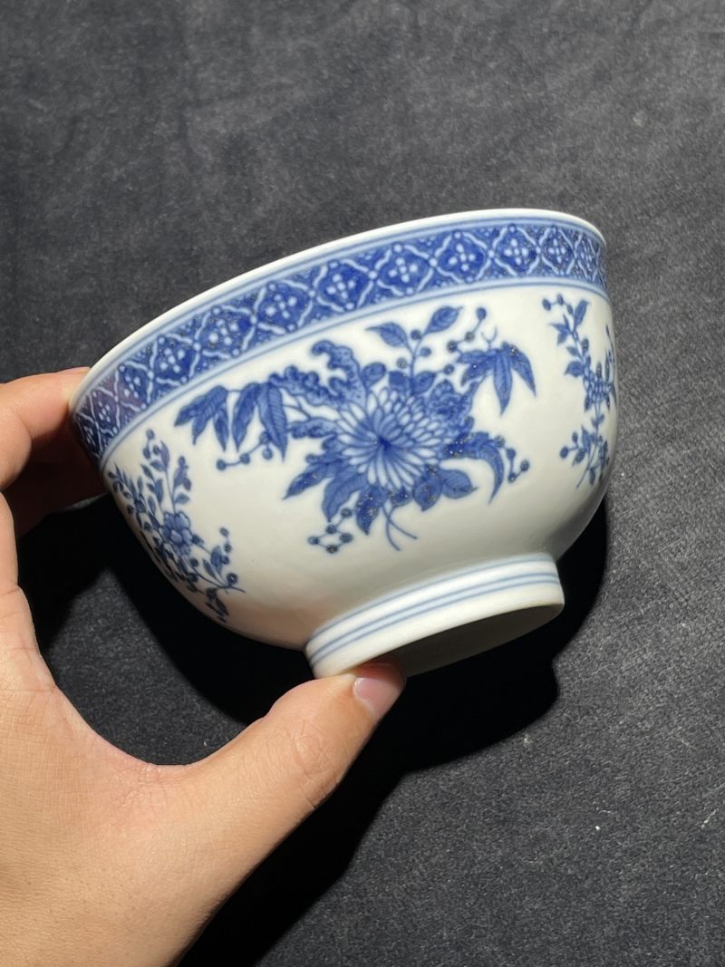 清光绪 青花花卉纹碗 - 图2