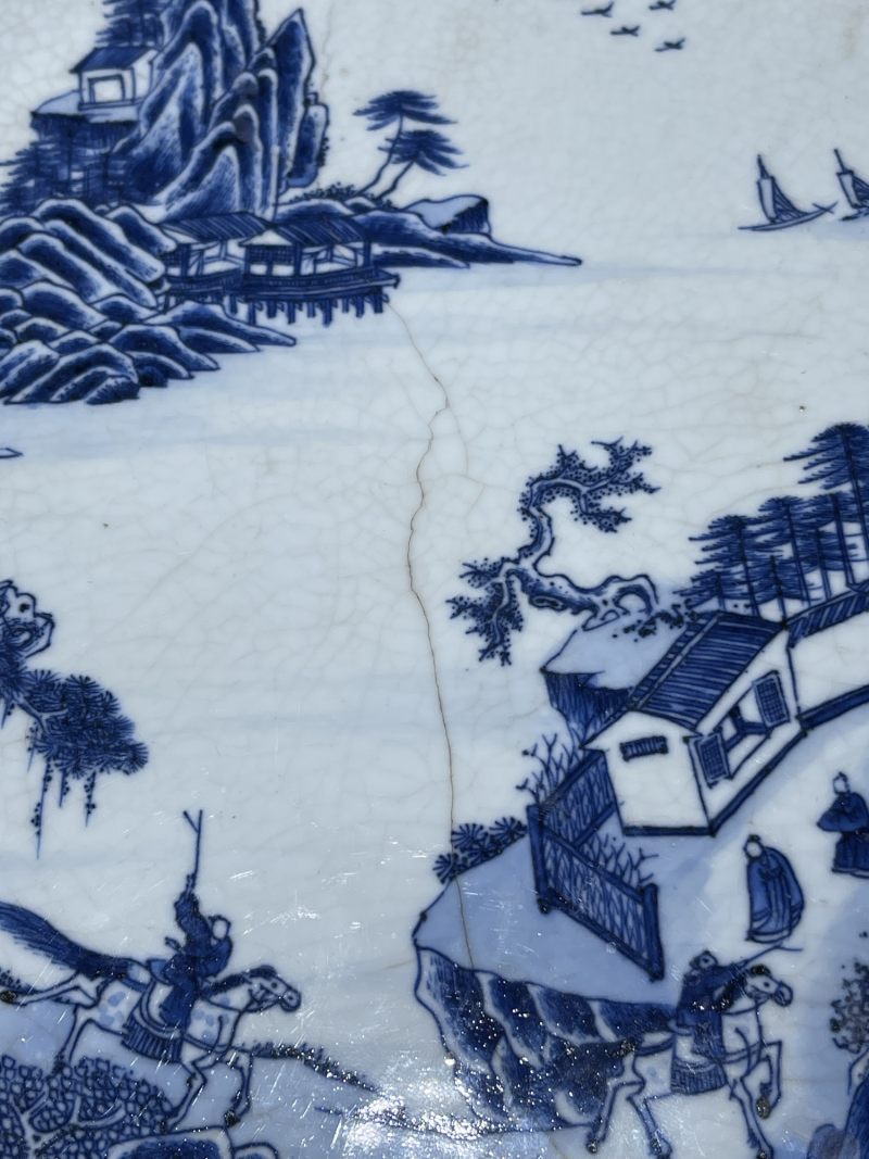 清雍正 浆胎青花山水纹大盘 - 图12