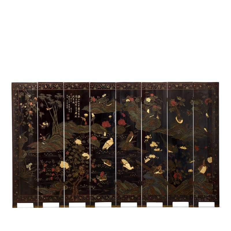 乾隆丙午年（1786）款彩漢宮春曉圖八開屏風 | AN EIGHT-PANEL DOUBLE-SIDED 'COROMANDEL' LACQUER SCREEN - 图8