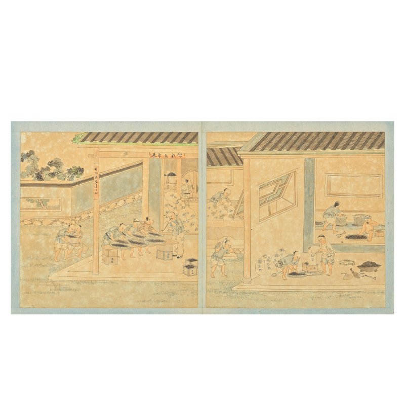 中國畫家 民國 製茶圖四幅 水粉紙本 鏡框 | CHINESE ARTIST (REPUBLIC PERIOD) - 图3