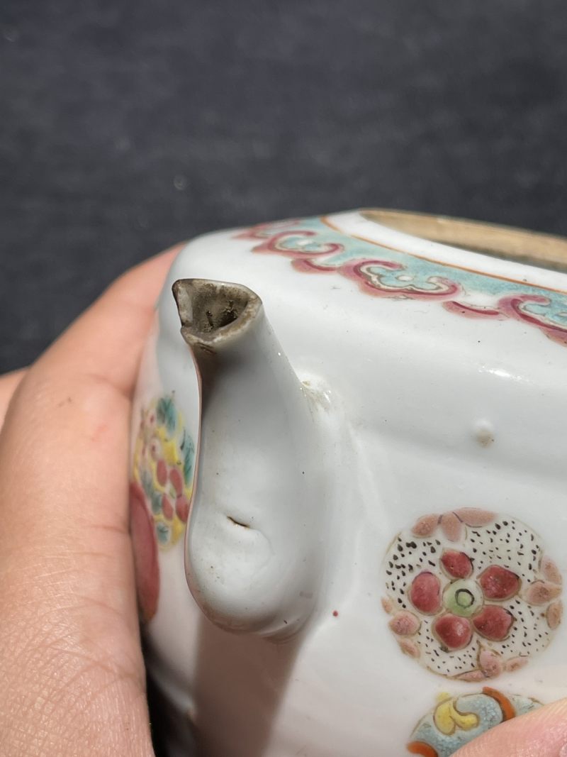 民国 粉彩花鸟纹茶壶一组12件 - 图58