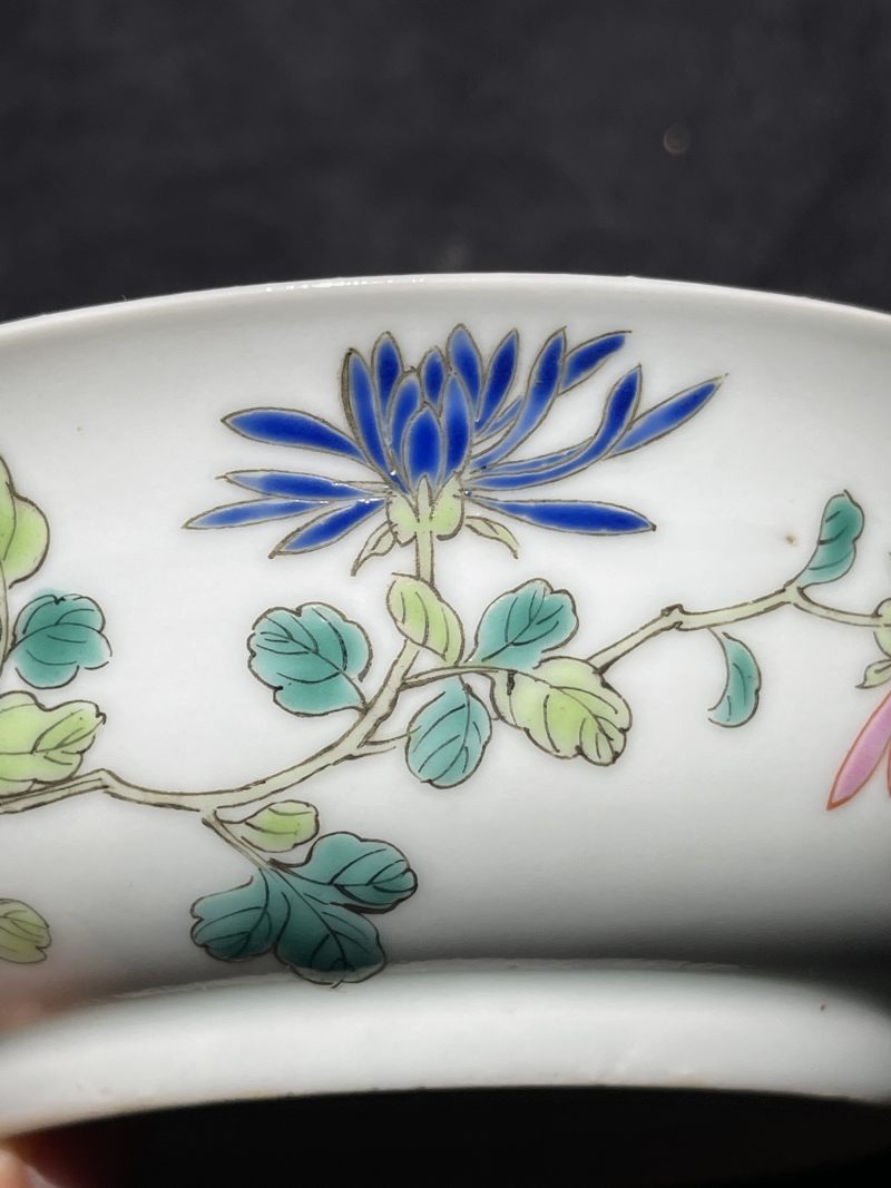 清晚期 粉彩花卉纹墩式碗 - 图7