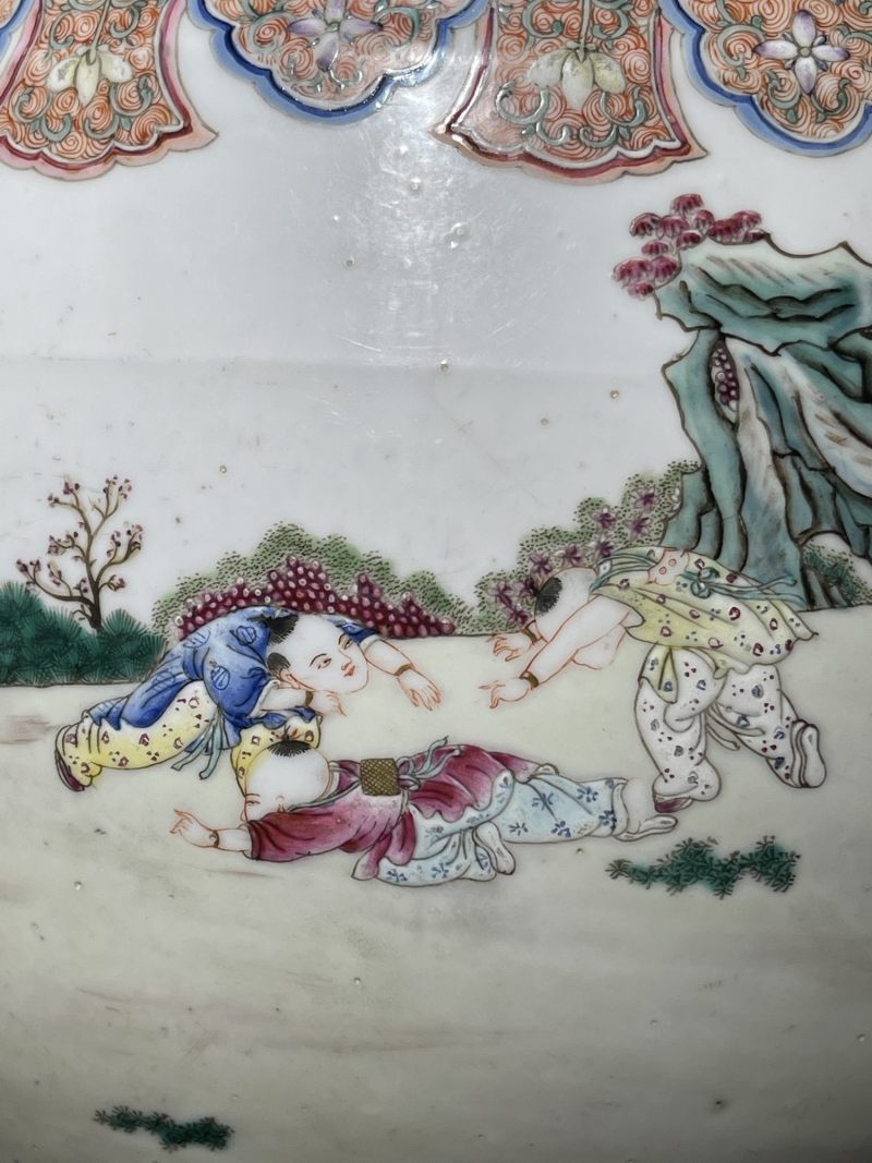 民国 粉彩婴戏纹卷缸 - 图7