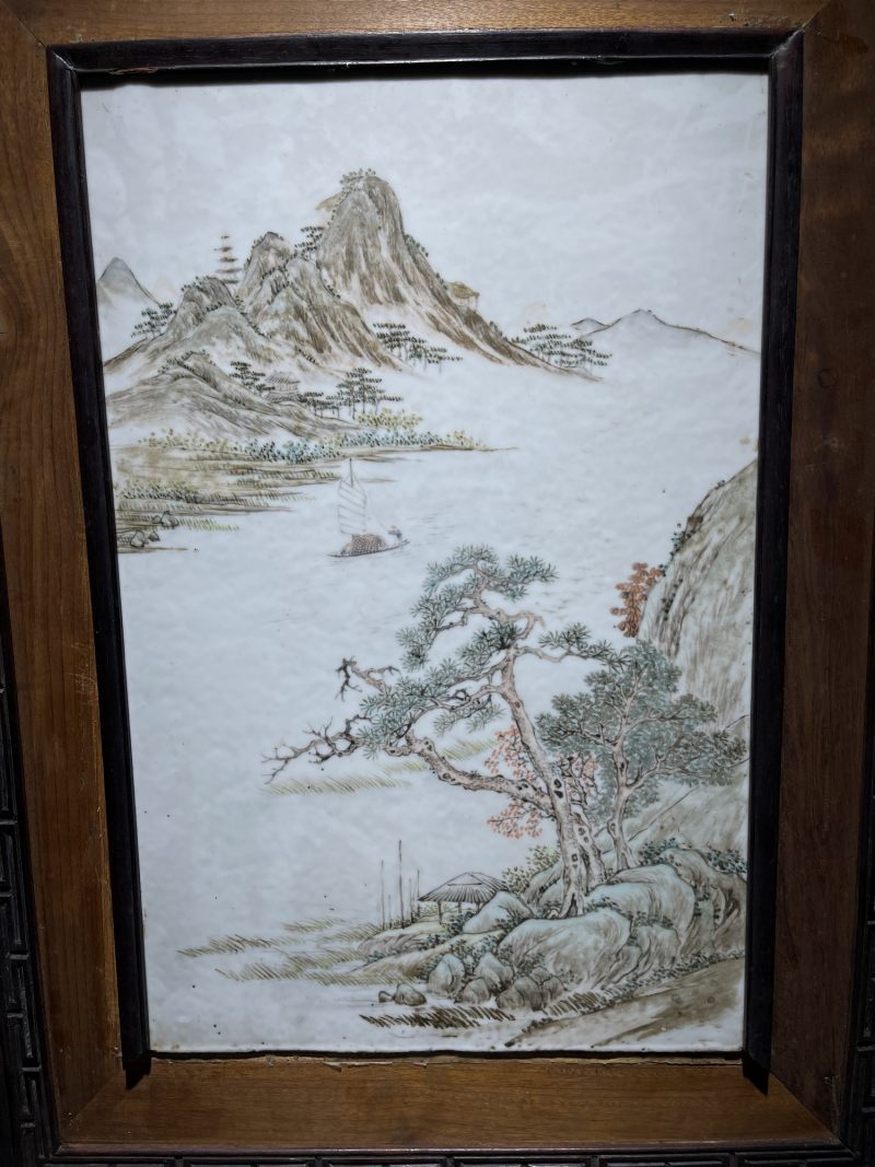 民国 浅绛彩山水纹瓷板 - 图3