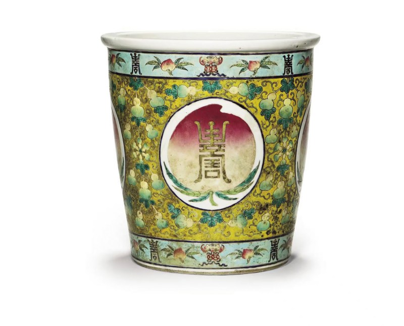 清光绪 粉彩福寿纹花盆