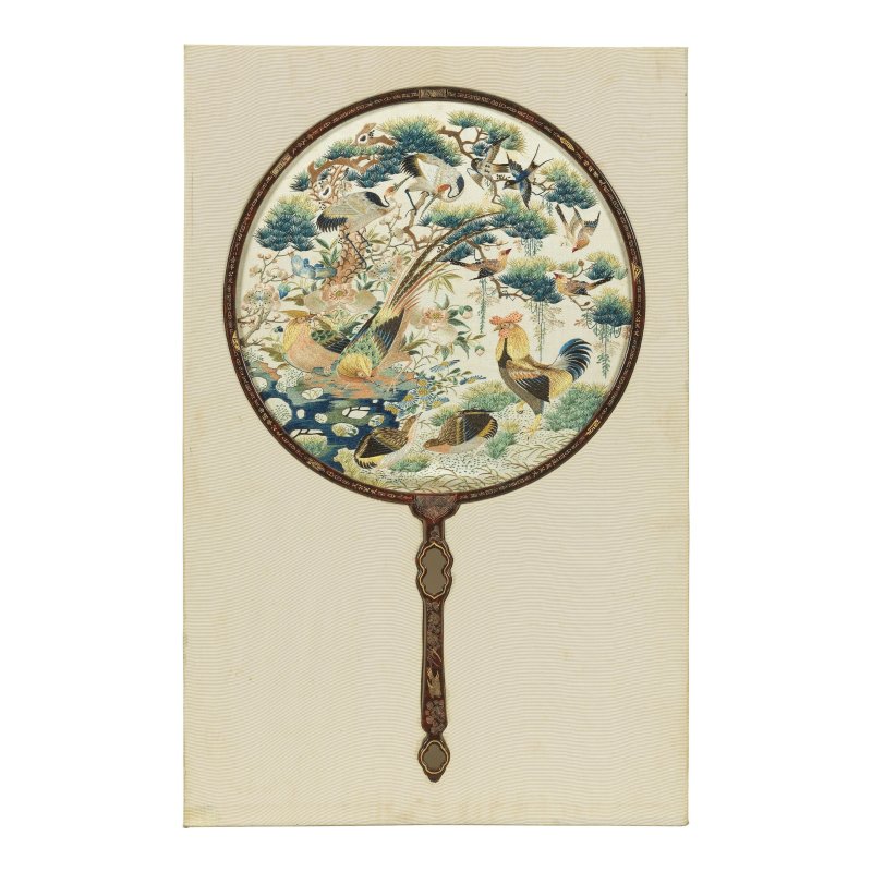 清晚期 緞綉百鳥紋扇一對 | A PAIR OF SILK EMBROIDERED 'HUNDRED BIRDS' FANS - 图9