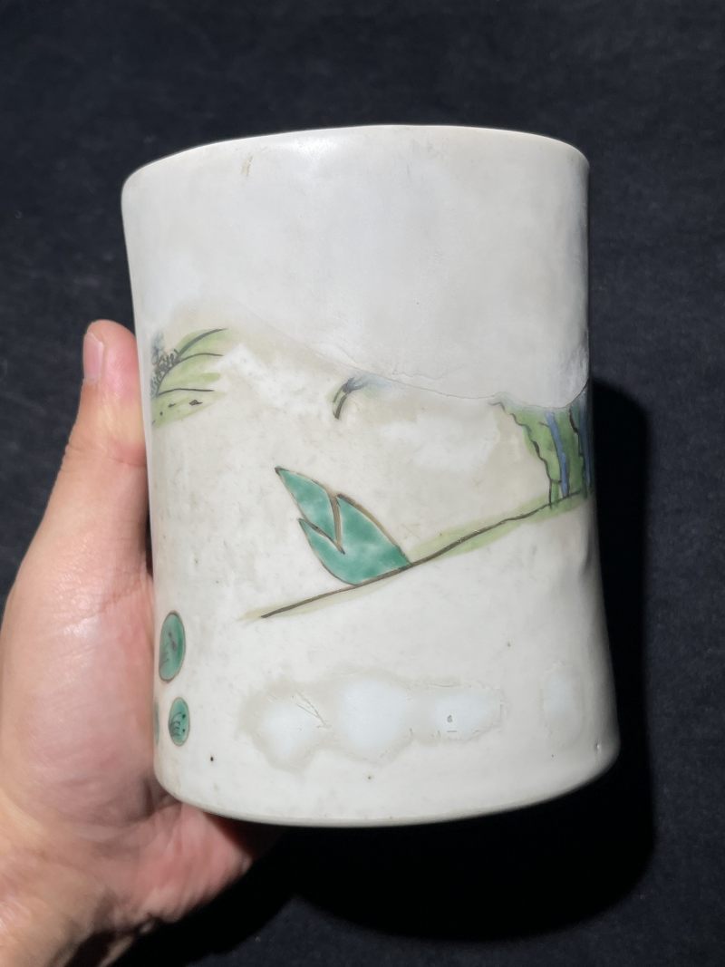 清代 粉彩、青花笔筒一组4件 - 图10
