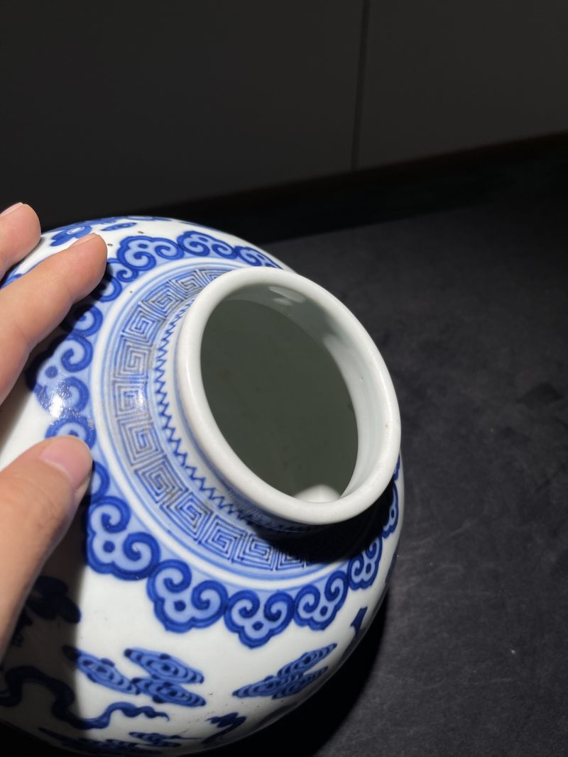 清雍正 青花八宝纹太白罐 - 图5