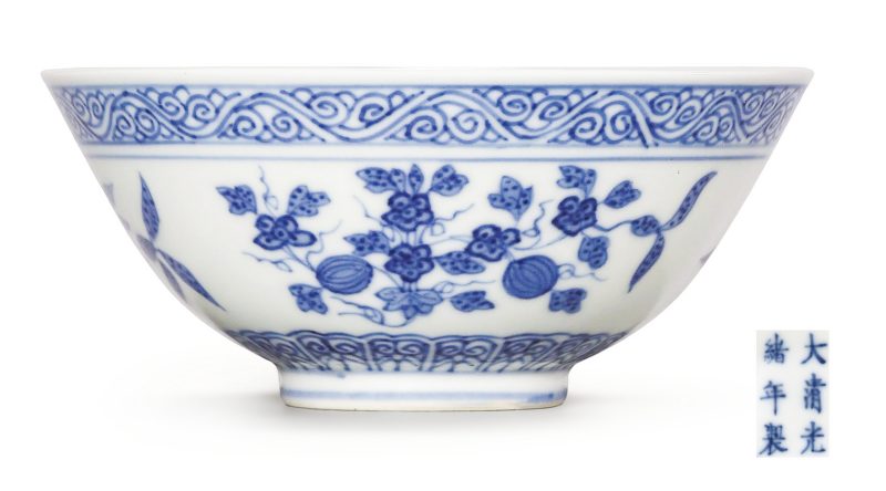 清光绪 青花三多纹茶园 - 图1