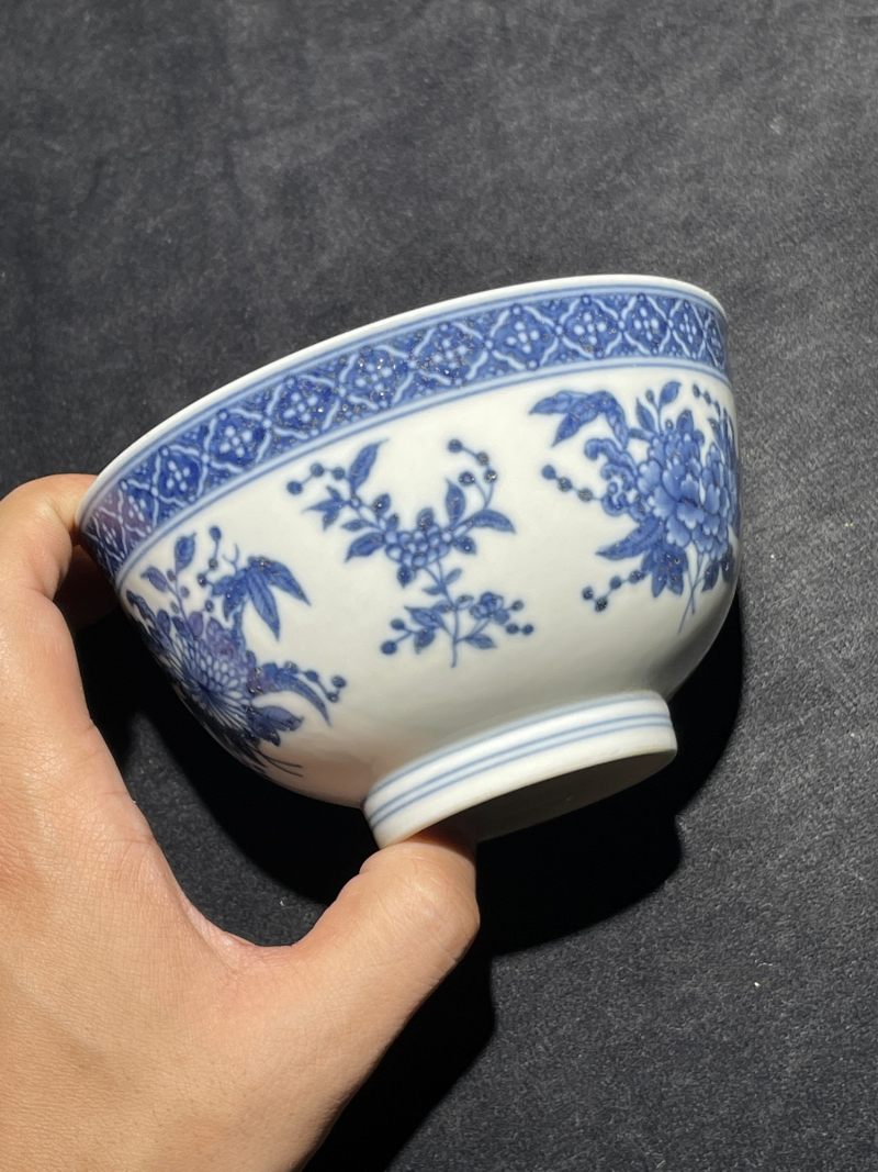 清光绪 青花花卉纹碗 - 图3