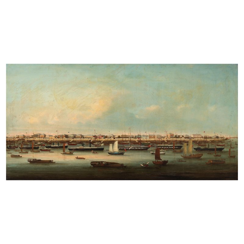 周呱（活躍於1850-1880）上海外灘 布面油畫 有框 | CHOW KWA (ACTIVE 1850-1880) - 图3