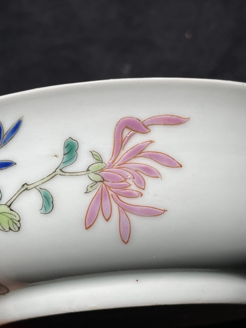 清晚期 粉彩花卉纹墩式碗 - 图8