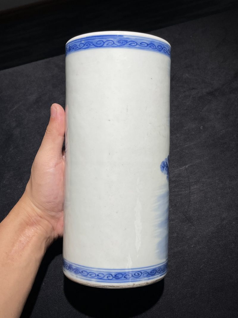 清中期 青花松鹤图经筒 - 图4