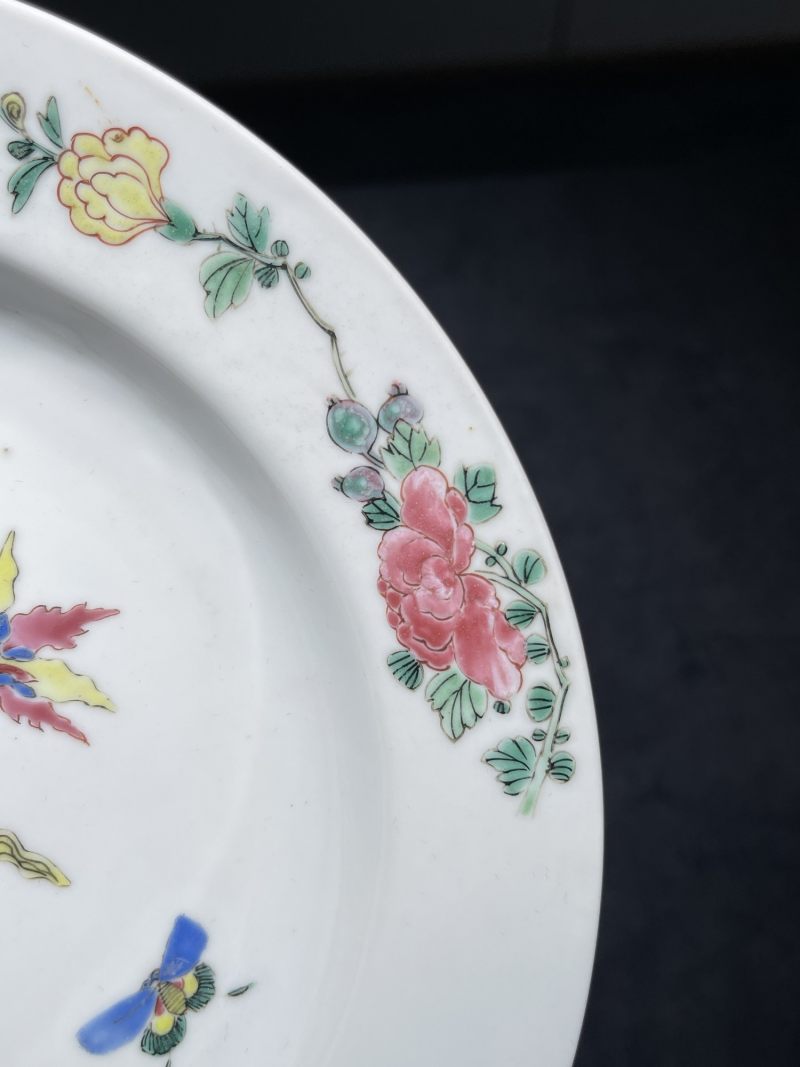 清雍正 外胭脂红内广珐琅花卉纹盘 - 图4