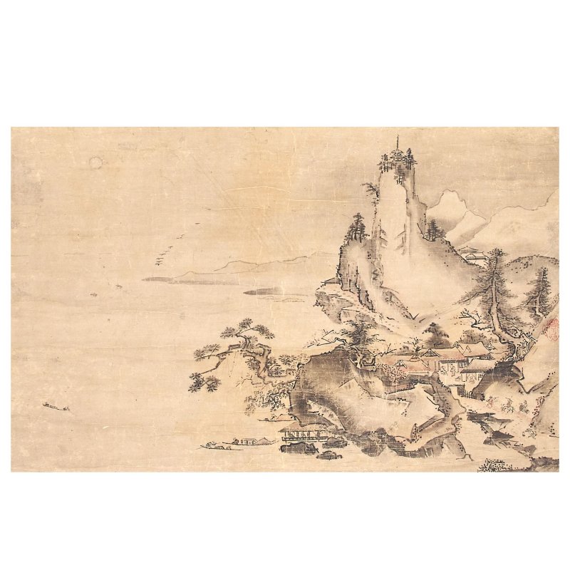 狩野元信（傳） 人物山景圖 設色紙本 立軸 | AFTER KANO MOTONOBU (1476–1559)