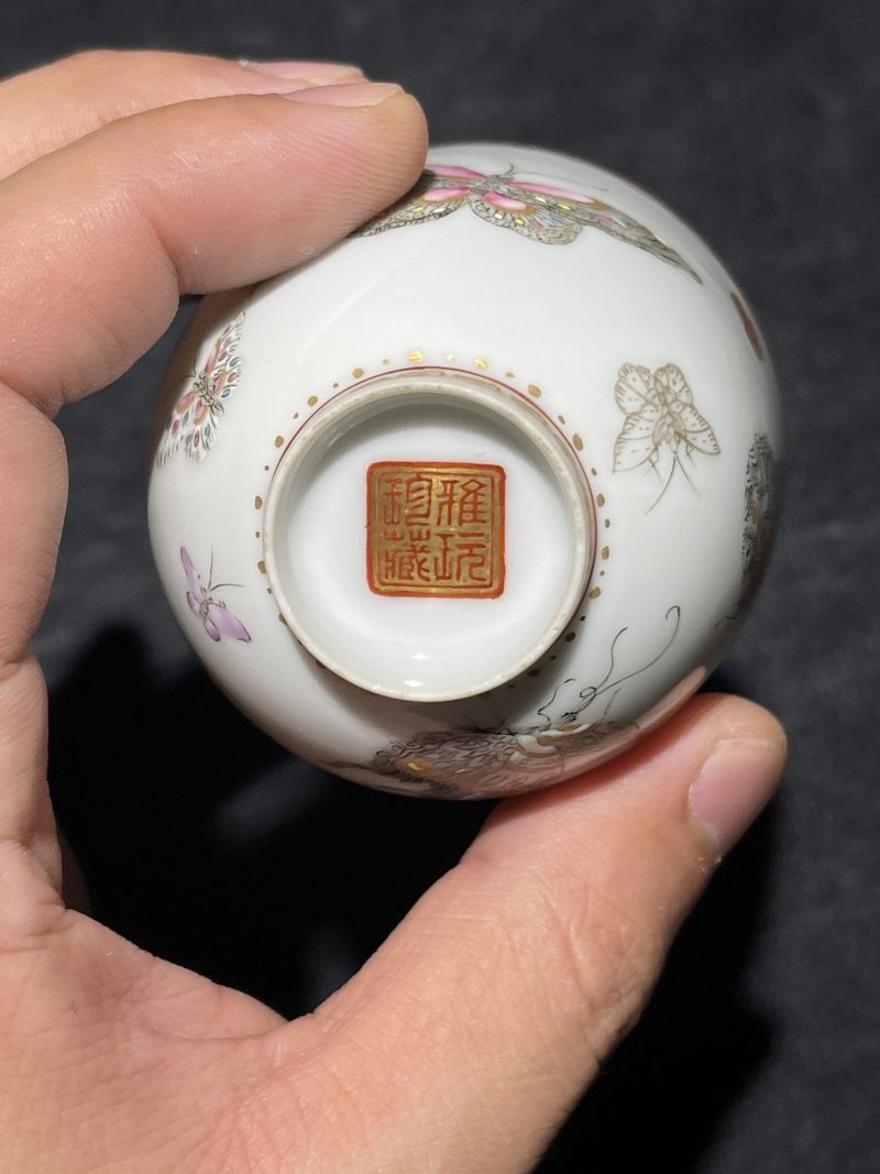 民国 粉彩蝴蝶纹杯 - 图8