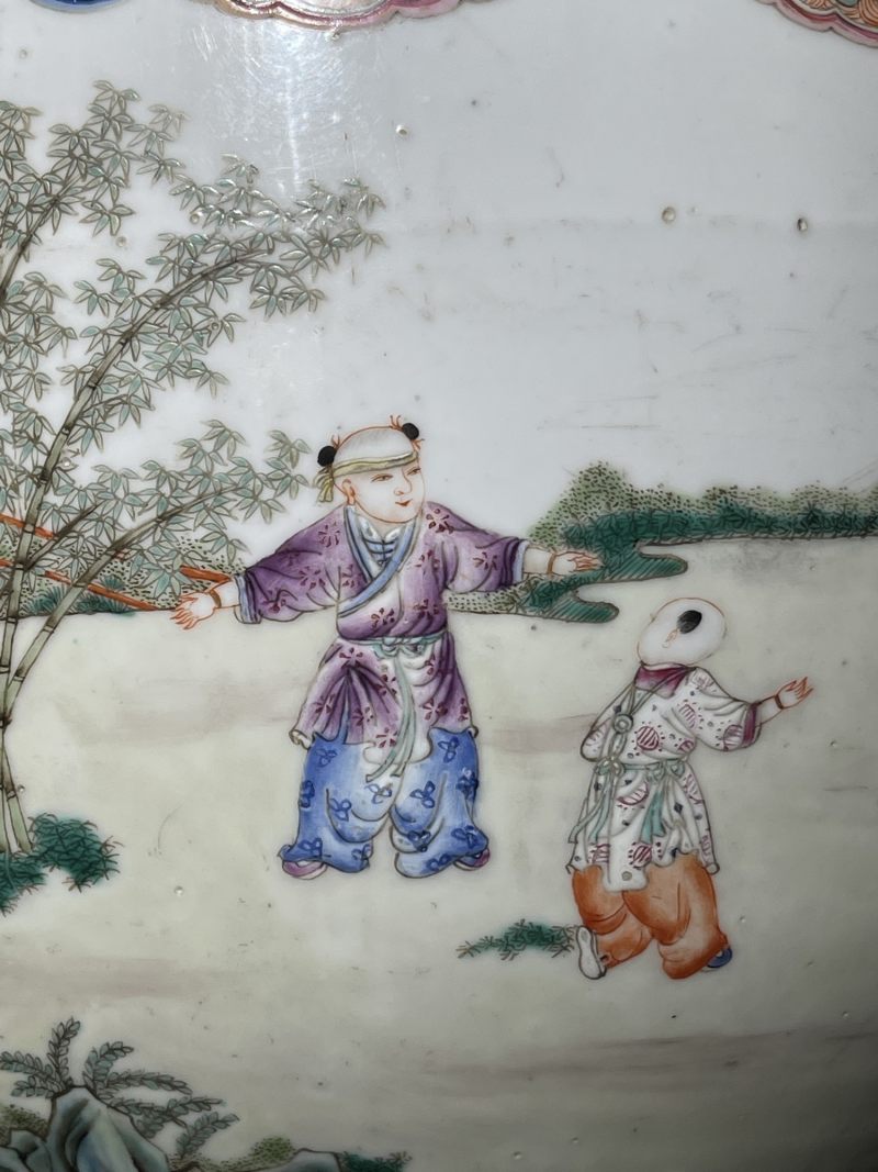 民国 粉彩婴戏纹卷缸 - 图8