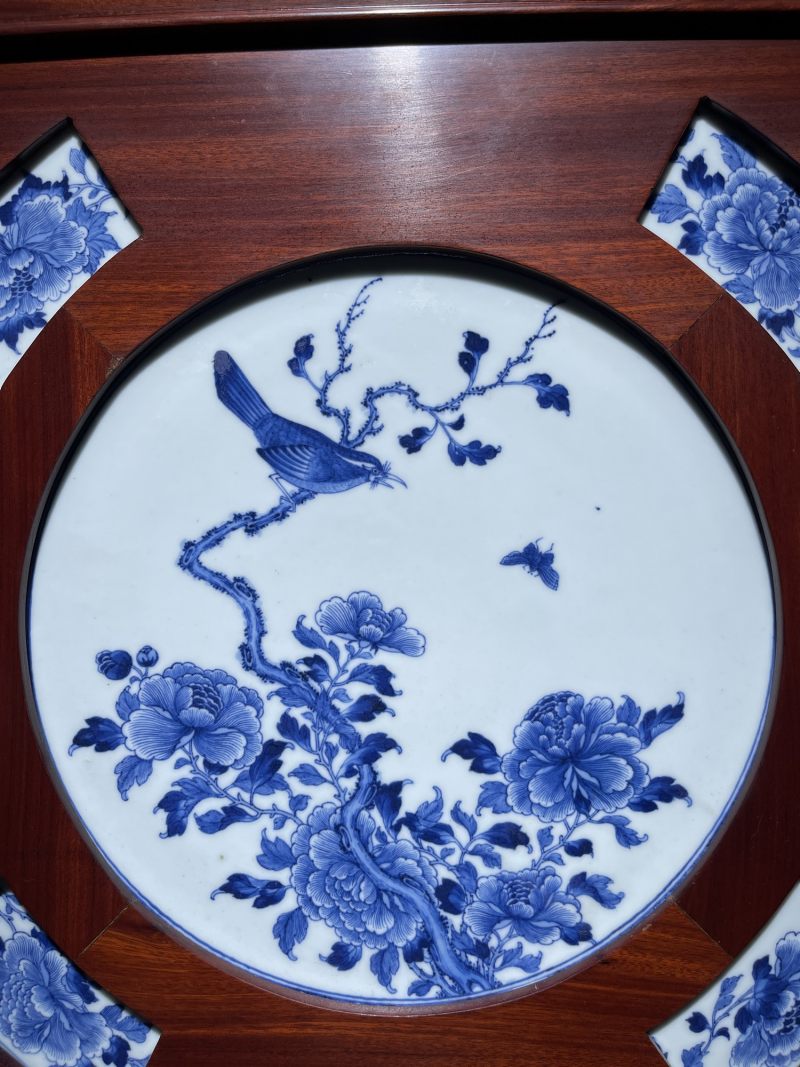 清乾隆 青花花鸟纹插屏 - 图3