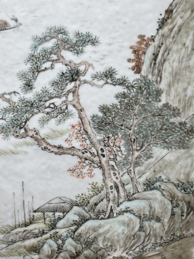 民国 浅绛彩山水纹瓷板 - 图4