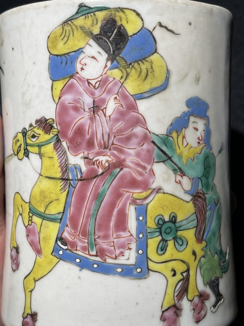 清代 粉彩、青花笔筒一组4件 - 图11