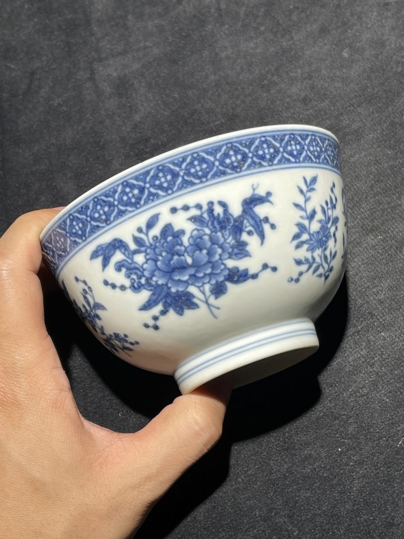 清光绪 青花花卉纹碗 - 图4