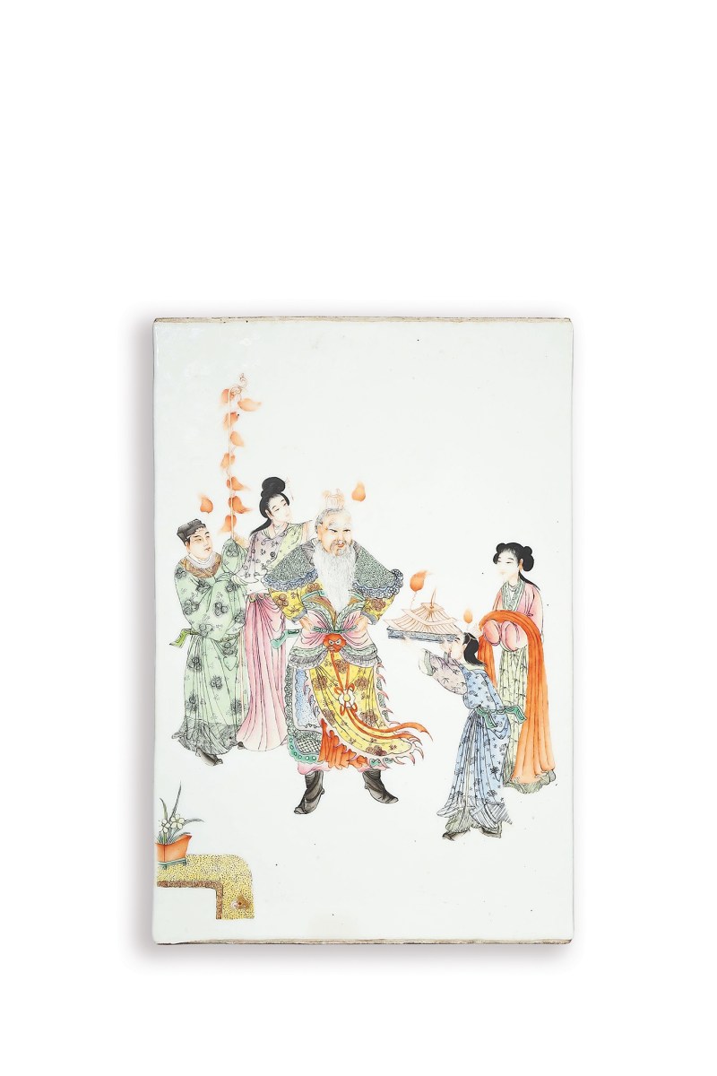民国 粉彩人物纹瓷板