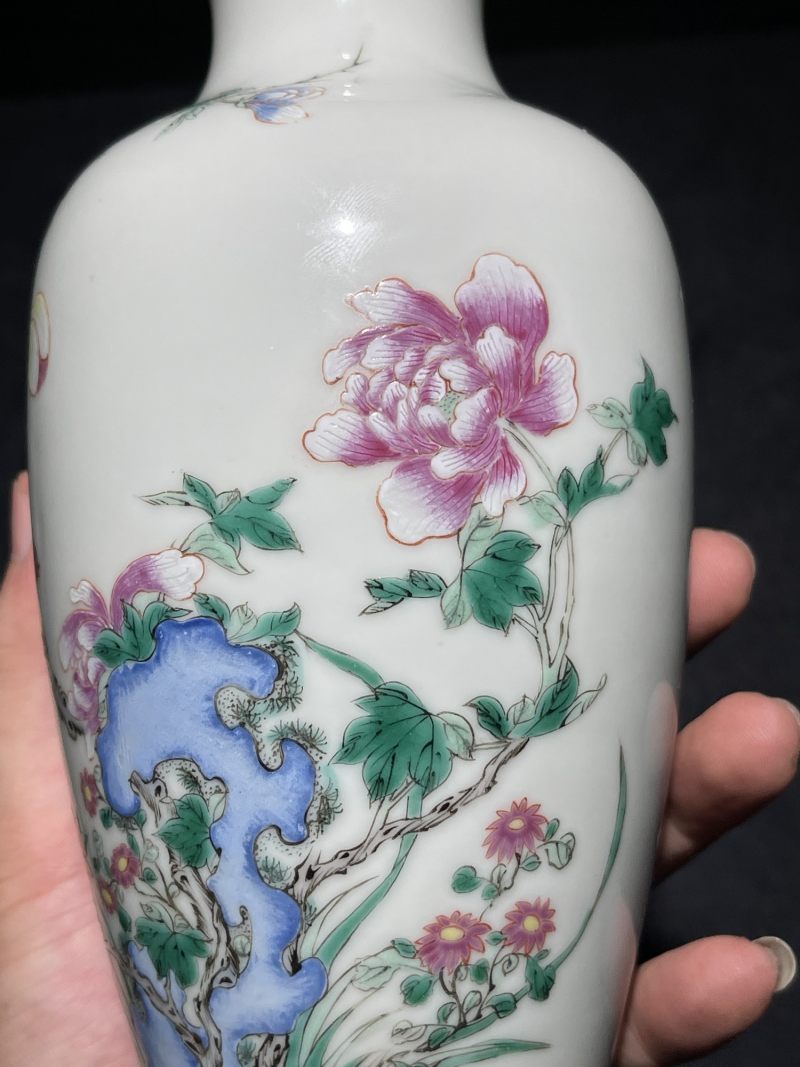 民国 粉彩花鸟纹观音尊 - 图6