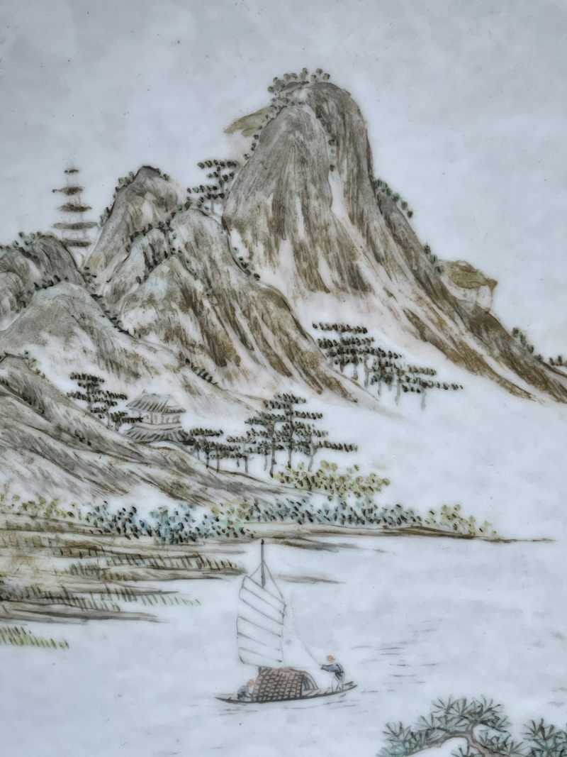民国 浅绛彩山水纹瓷板 - 图5