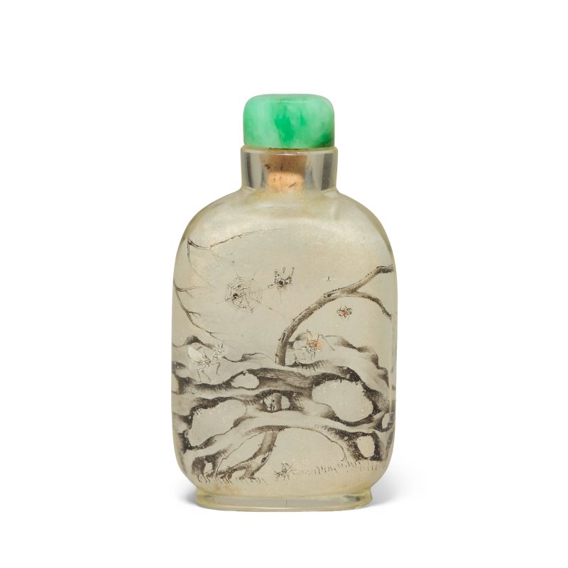 一九一零年 陳仲三 玻璃内畫鼻烟壺 | AN INSIDE-PAINTED GLASS SNUFF BOTTLE - 图2