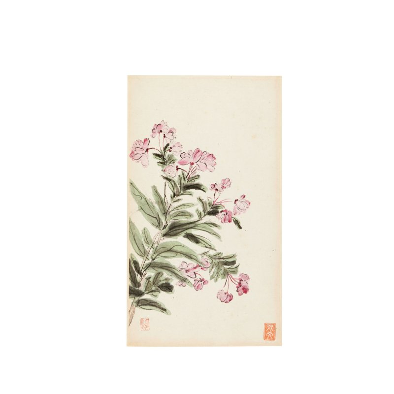 薩克達介文 英介文夫人花卉冊 貳冊 冊頁十二開 設色紙本 | SAKEDA JIEWEN (1767-1827) - 图12
