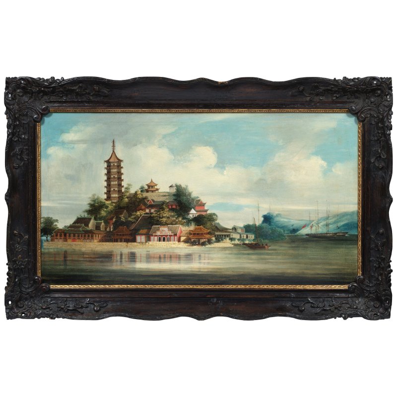 中國藝術家（約1850年）長江中的金島 布面油畫 有框 | CHINESE ARTIST (CIRCA 1850) - 图2