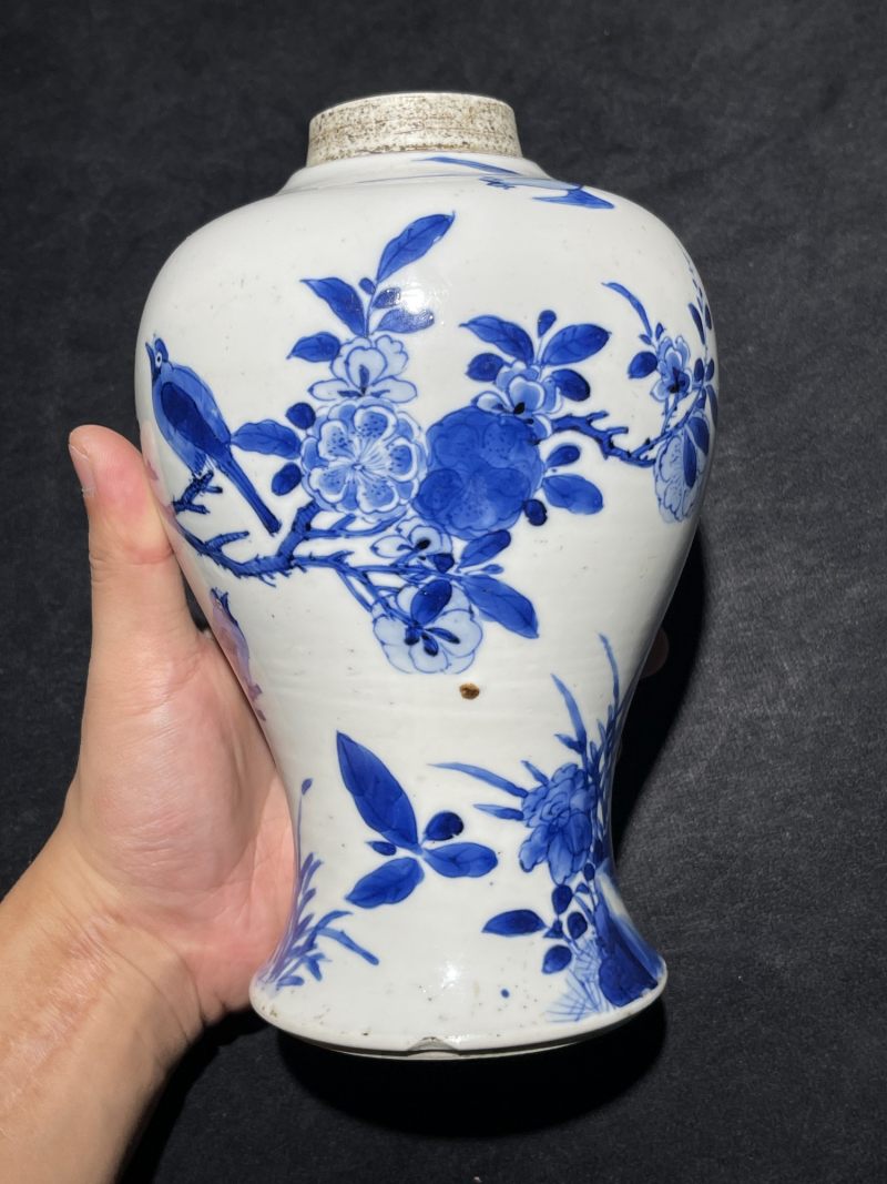 清康熙 青花花鸟纹梅瓶 - 图5