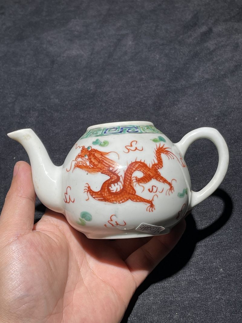 民国 粉彩花鸟纹茶壶一组12件 - 图60