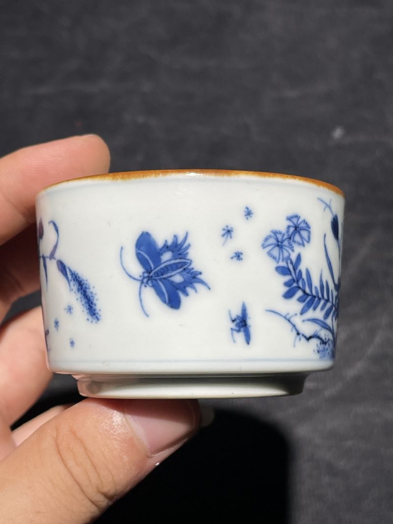 清康熙 青花虫草纹小琴炉 - 图4