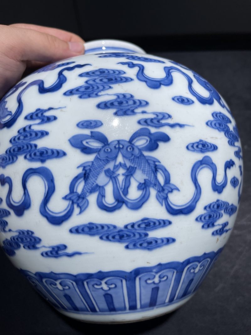 清雍正 青花八宝纹太白罐 - 图7