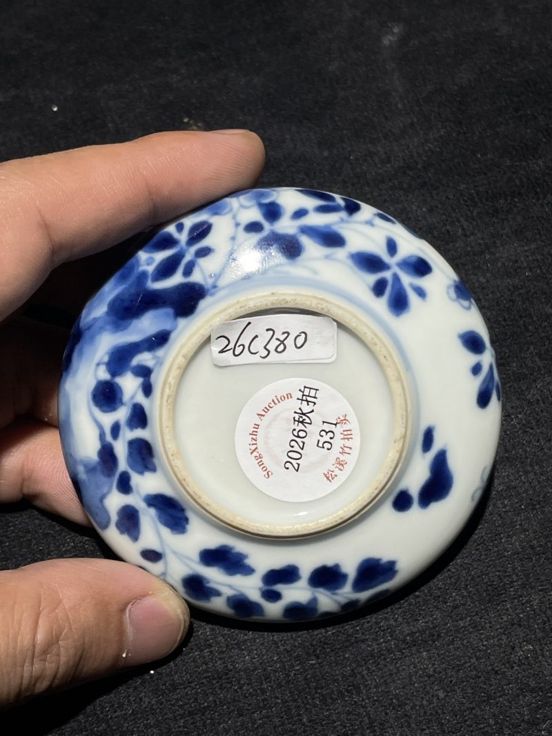 清康熙 青花洞石花卉纹印盒 - 图9